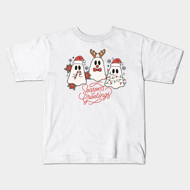 Ghostly Season's Greetings Kids T-Shirt by Milibella